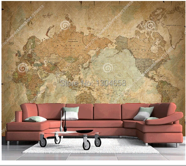 

Custom retro papel DE parede large murals Classic World Map used in the sitting room bedroom TV setting wall vinyl wallpaper