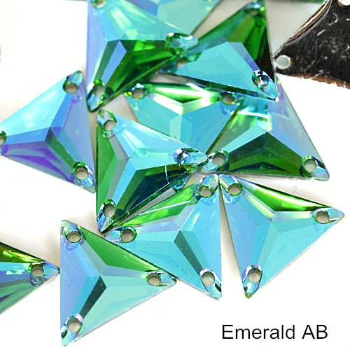 Треугольные Кристальные AB смолы красочные пришивные стразы Flatback стразы для шитья одежды сумки украшения B3132 - Цвет: Emerald AB