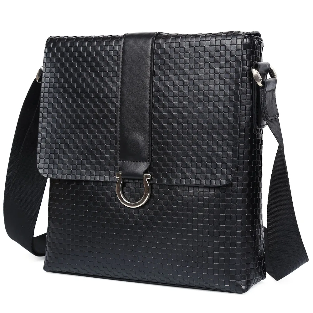 TIDING Fashionable Men Leather Black Satchel Messenger Shoulder Bags school 1004bag school girl