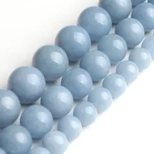 Натуральный ангелайт камень бисер свободные бусины для самостоятельного изготовления ювелирных изделий браслет Цепочки и ожерелья 6/8/10 мм Палочки Размер 15 дюйм(ов