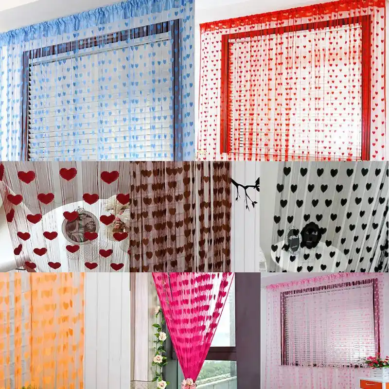 100x200cm Love Heart Line Tassel String Curtains Window Door