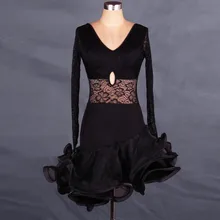 Костюм для латинских танцев, сексуальное кружевное платье с длинными рукавами для латинских танцев для женщин, платья для латинских танцев