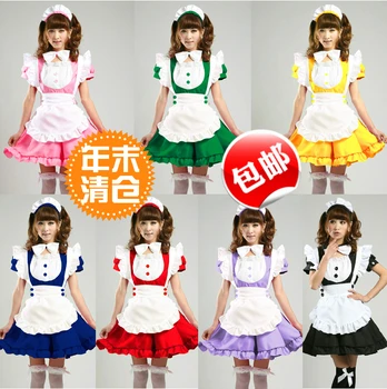 

Japanese Sweet Maid Dress Cosplay Maid Costume Sexy Lolita Apron Dress Set Inu x Boku Secret Service Maid Costume