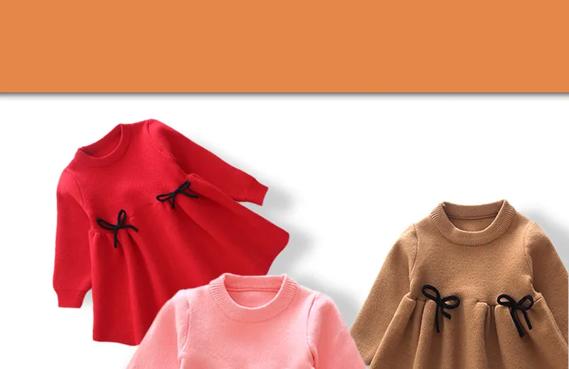 Kids Girls Knitted Dress Long Sleeve Dresses For Girls Winter 2018 Party Princess Kids Dresses For Girls Clothing (1)