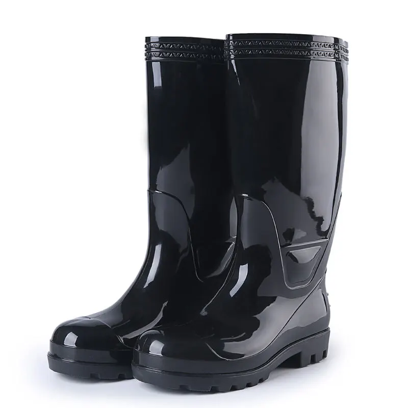 

Steel Plate Against High Tube Rain Shoes Male Black High Help Piercing Plastic Rubber Shoes Rain Boots