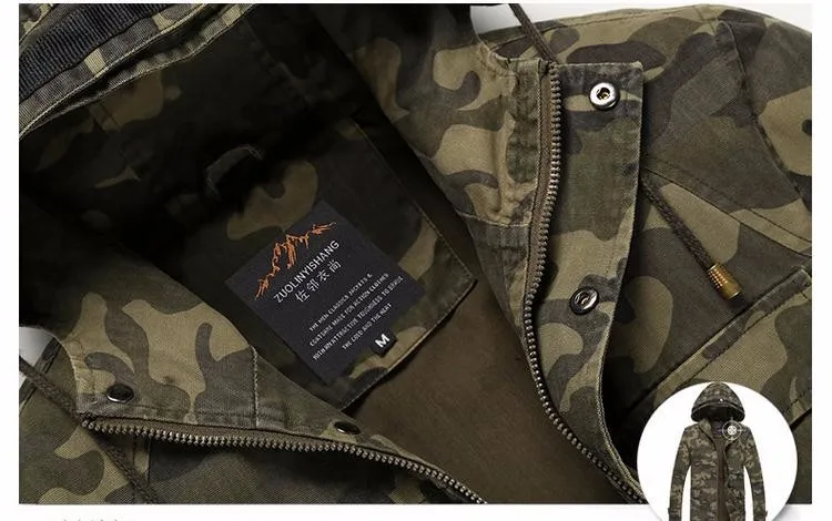 Мужские куртки Новое поступление 2017 года Классические в камуфляжном армейском стиле для мальчиков, хлопковая Повседневное куртка с