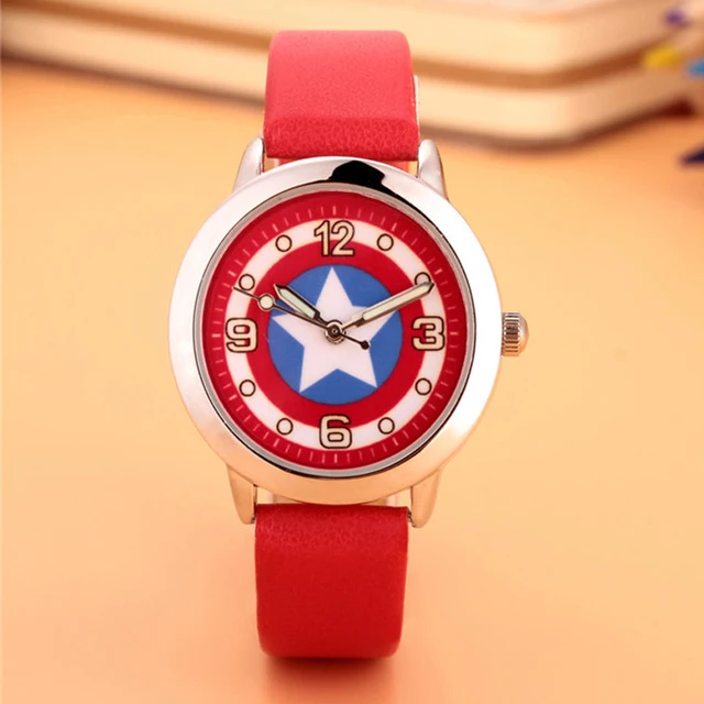 2018 new Marvel Captain America Super Hero Leather Band Metal Watch For Child Bo 2018 new Marvel Captain America Super Hero Leather Band Metal Watch For Child Bo
