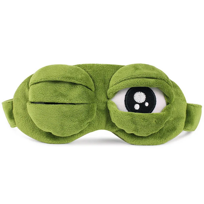 [Hot] funny creative pepe frog sad 3D frog eye mask sleep else mask on the cartoons plush toys cute anime for children gift
