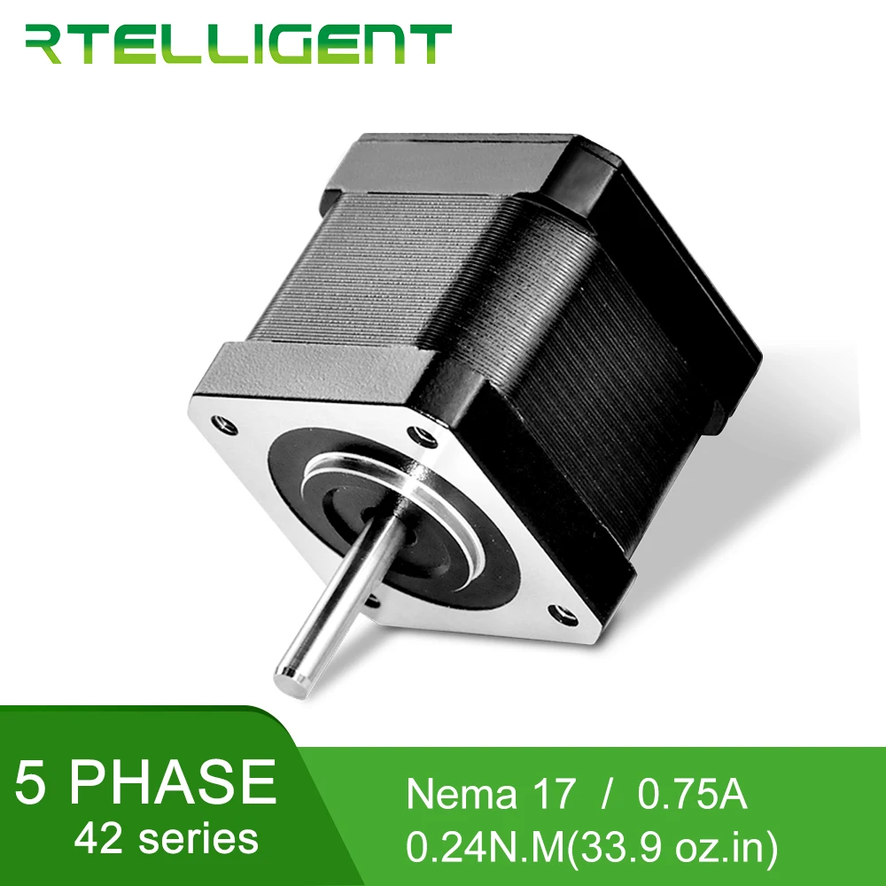 Rtelligent шаговый двигатель Nema 17 0 72 градусов 5 фаз 0.24N.M 42C03 ступенчатый 0.75A для гравировального фрезерного станка