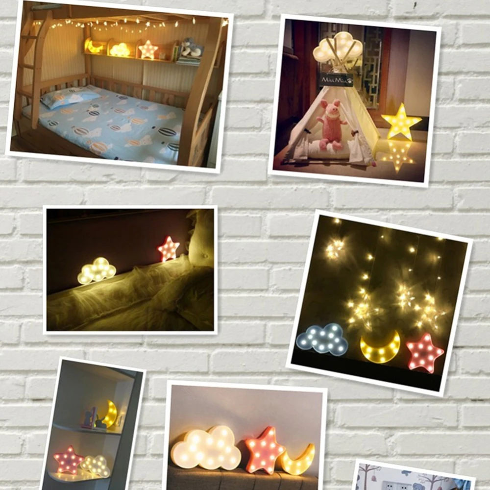 Прекрасный светодиодный 3d светильник, облачная звезда, луна, Ночной светильник, детская Подарочная игрушка для детей, детская спальня, лампа для украшения, внутреннее освещение