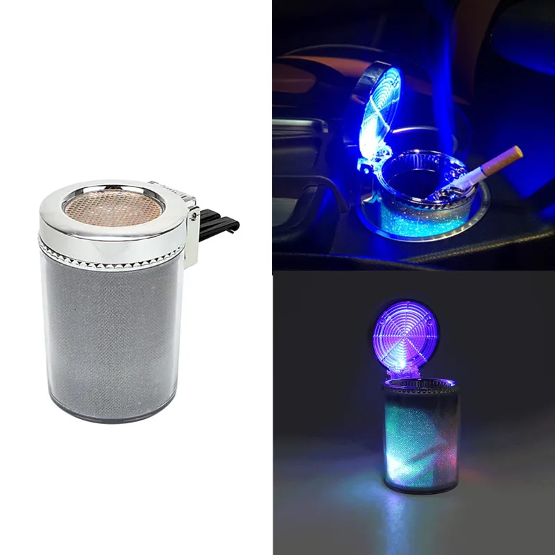 

Portable Smoke Ash Cylinder Storage Cup Cigar Ash Tray Garbage holder LED light Car Ashtray Car Styling Accessories