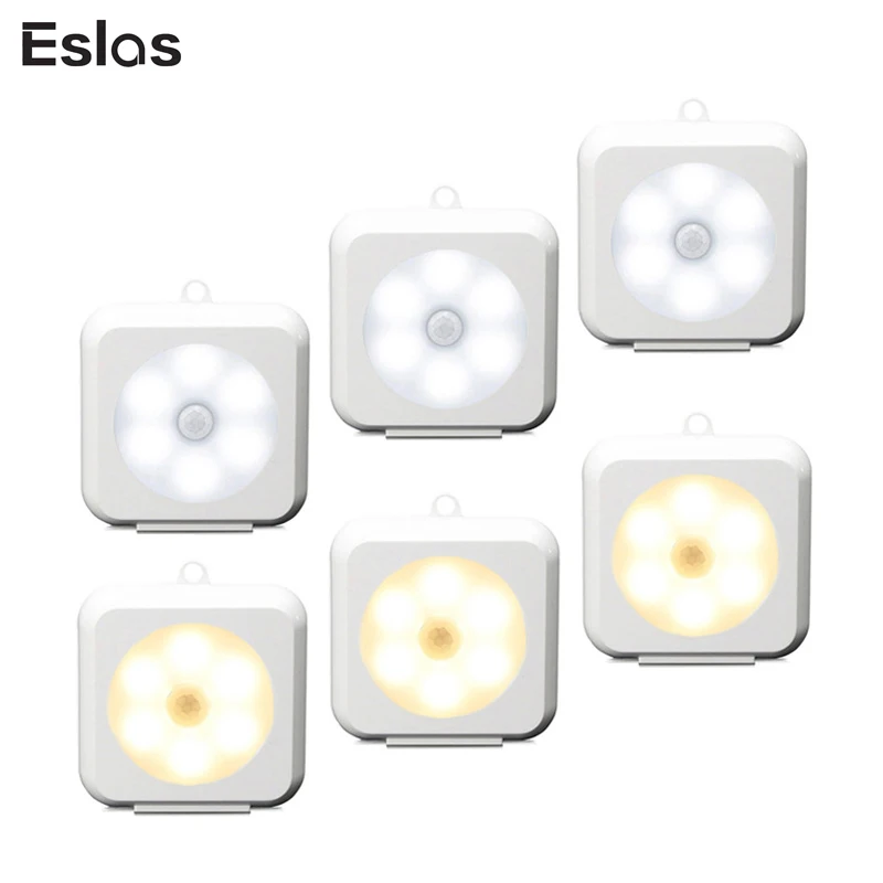 

Eslas 6 LED Night Light Infrared PIR Motion Sensor Light Wall Lamp Light for Closet Cabinet Children Free Shipping