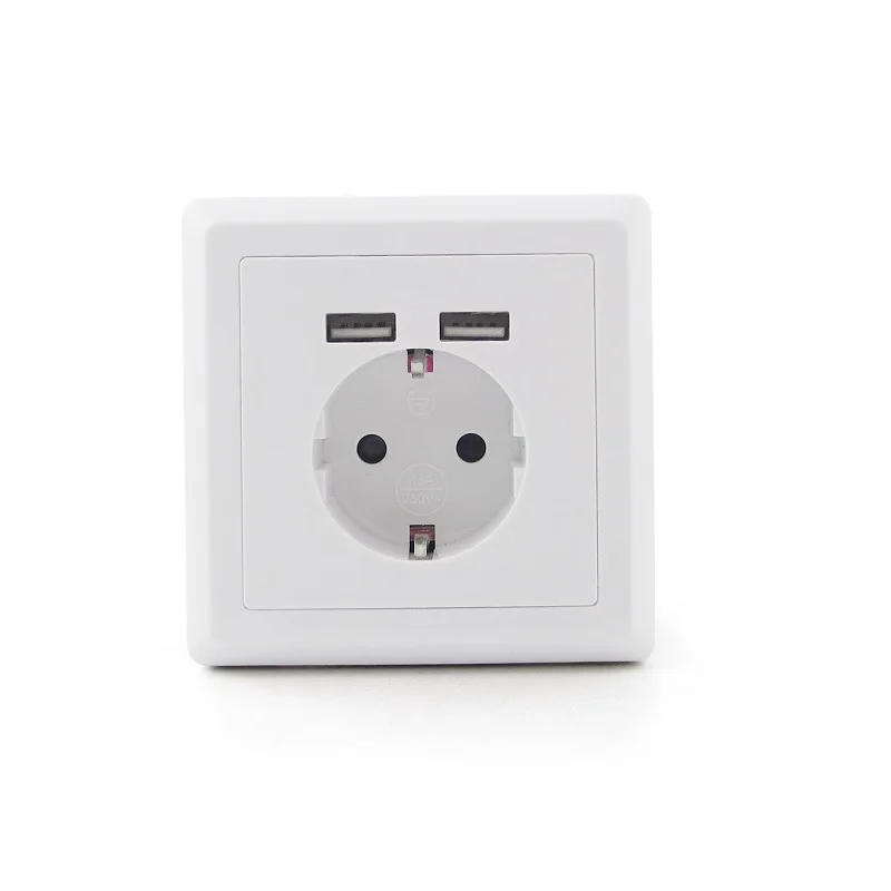 

ALLSOME Dual 2 USB Port 5V 2.4A Wall Outlet Panel Plug Socket Electrical Power Outlet Charger Adapter for iPhone 8 HT149
