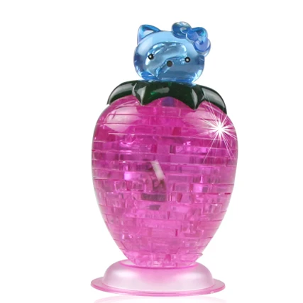 Клубничные Пазлы игрушки для детей головоломки DIY детские головоломки Kitty 3D кристалл головоломки сборки модели образовательных игрушек] - Цвет: Pink