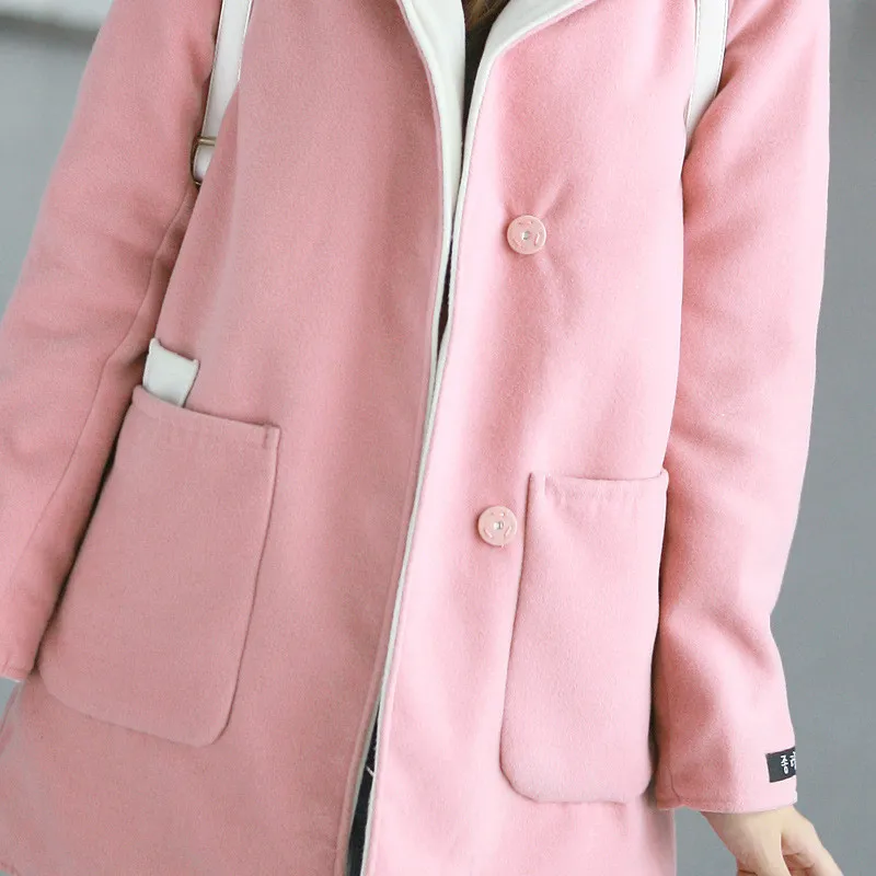 Fashion hooded woolen coat warm slim sweet long wool woolen Autumn winter New coat Women for female Overcoat Fashion hooded woolen coat warm slim sweet long wool woolen Autumn winter New coat Women for female Overcoat