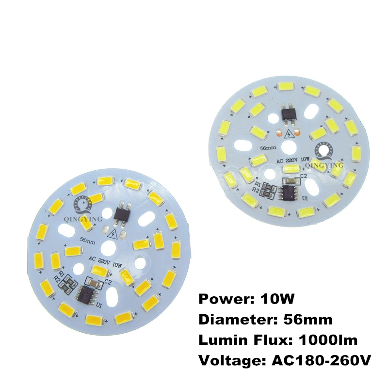 10 шт., 3 Вт, 5 Вт, 7 Вт, 10 Вт, 12 Вт, 15 Вт, 18 Вт, 24 Вт, ac 220 В, светодиодный pcb SMD5730, интегрированный ic драйвер, белый/теплый белый светильник, светодиодный источник лампы