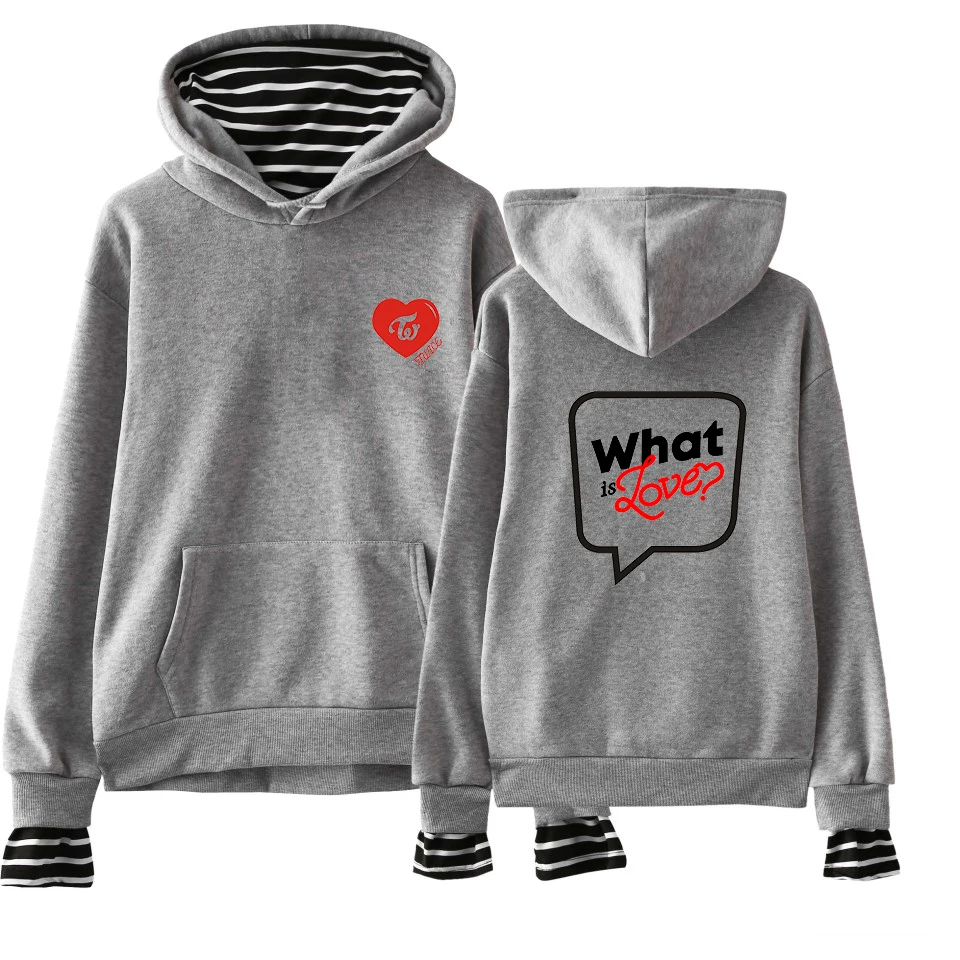 TWICE 2018 New Arrival Loving Prints Fake two-piece suit Streetwear Men/Women Autumn Winter Hoodies