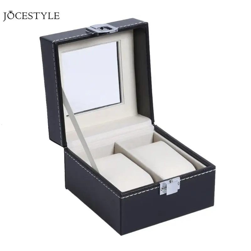 2/6/10 Grids PU Leather Watch Box Clock Watches Jewelry Storage Boxes for Professional Holder Organizer Case Display - Color: Two Grid