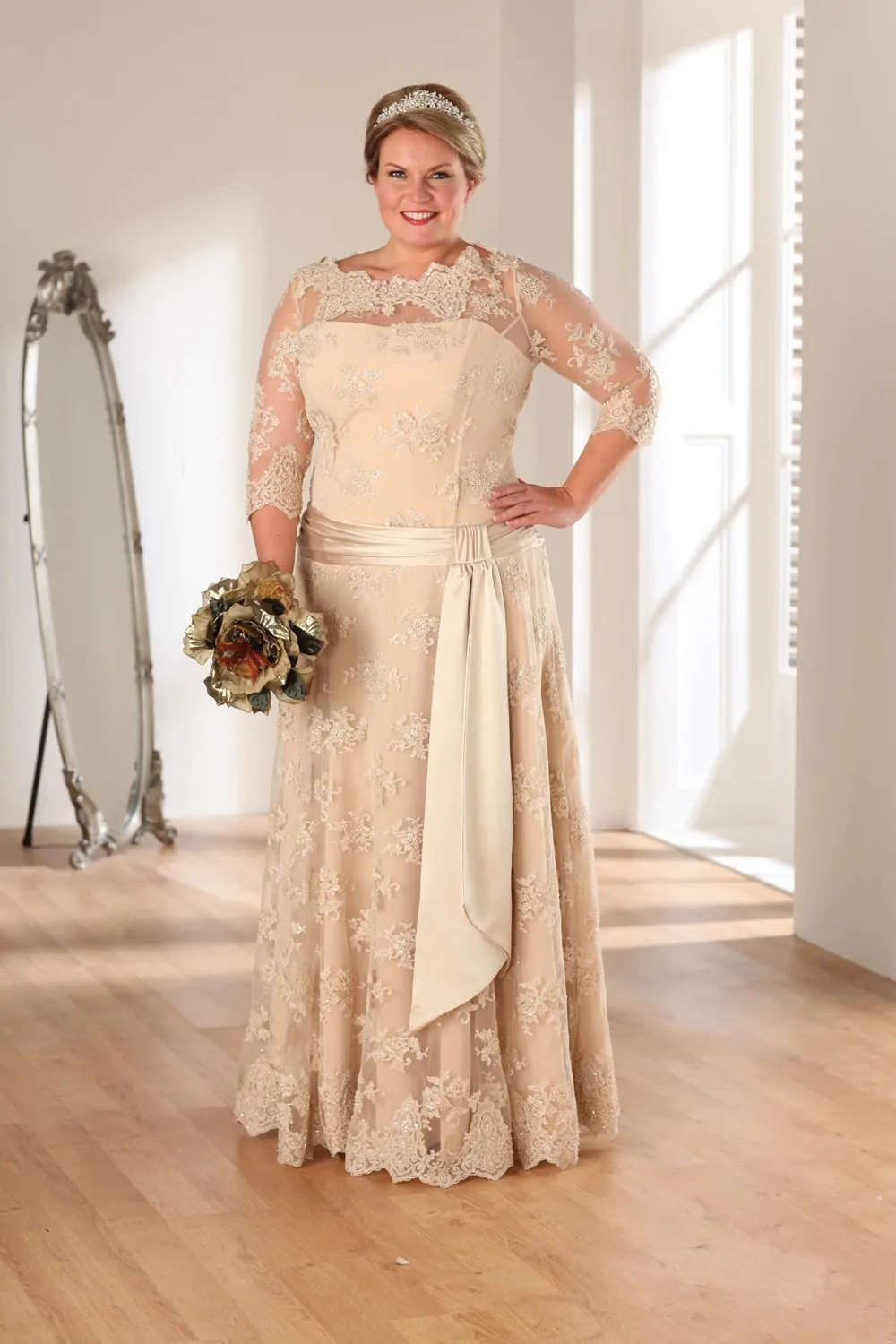 champagne color dress plus size