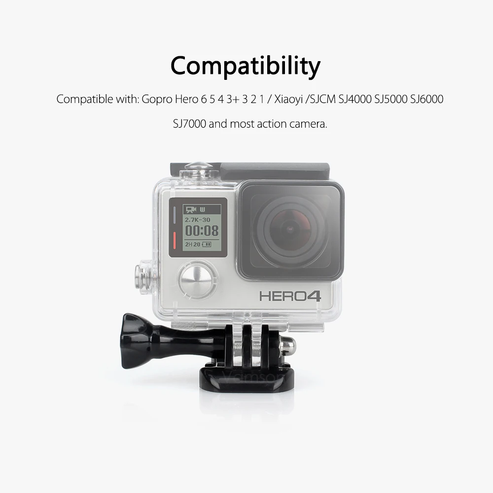 Vamson для GoPro аксессуары для Xiaomi для yi Длинный Винт База крепление для Gopro Hero 8 7 6 5 4 3+ 2 для SJ4000 для SJCAM VP108