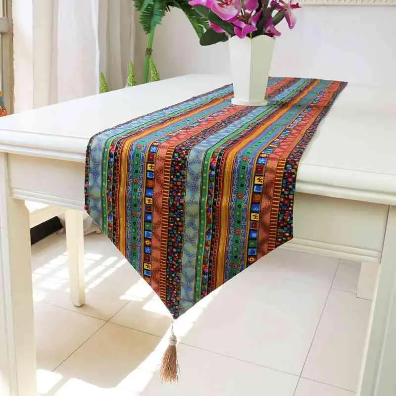 

Bohemian Style Home Hotel Table Runners Modern Geometric Striped Printed Table Runners For Wedding Party Decoration Table Cover