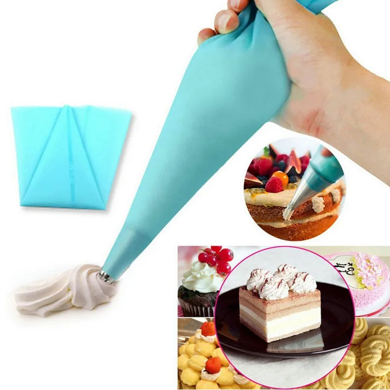 

Silicone Icing Piping Cream Pastry Bag + 6x Stainless Steel Nozzle Set cooking fondant cake decorating tools kitchen accessories