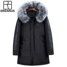 Зимняя парка мужская куртка хлопковая Теплая стеганая длинная толстая теплая куртка Повседневная зимняя куртка мужская с воротником енота-20 Большие размеры X606