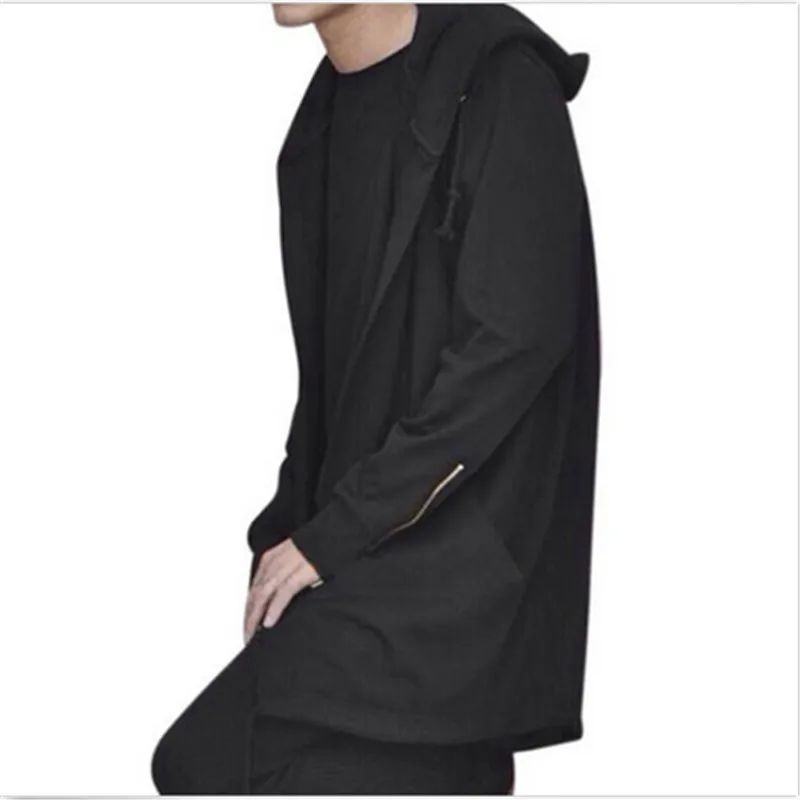 2017 Mens Cardigan Hooded Long Cloak Cape Coat Cosplay Loose Casual Slim Fit Jackets Black White 