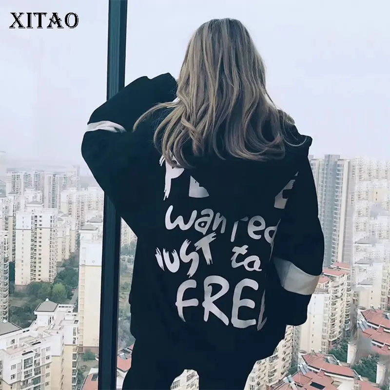 Женская толстовка с длинным рукавом XITAO винтажная Толстовка в стиле пэчворк
