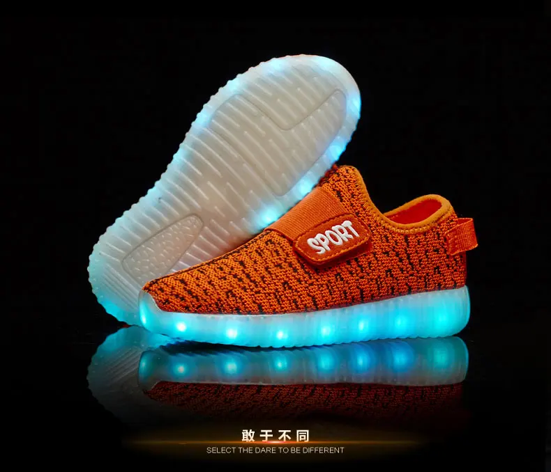 Размер 25-37 Детская светящаяся обувь со светодиодами USB, детская обувь на липучке, Детские светящиеся кроссовки, детская обувь со светодиодами