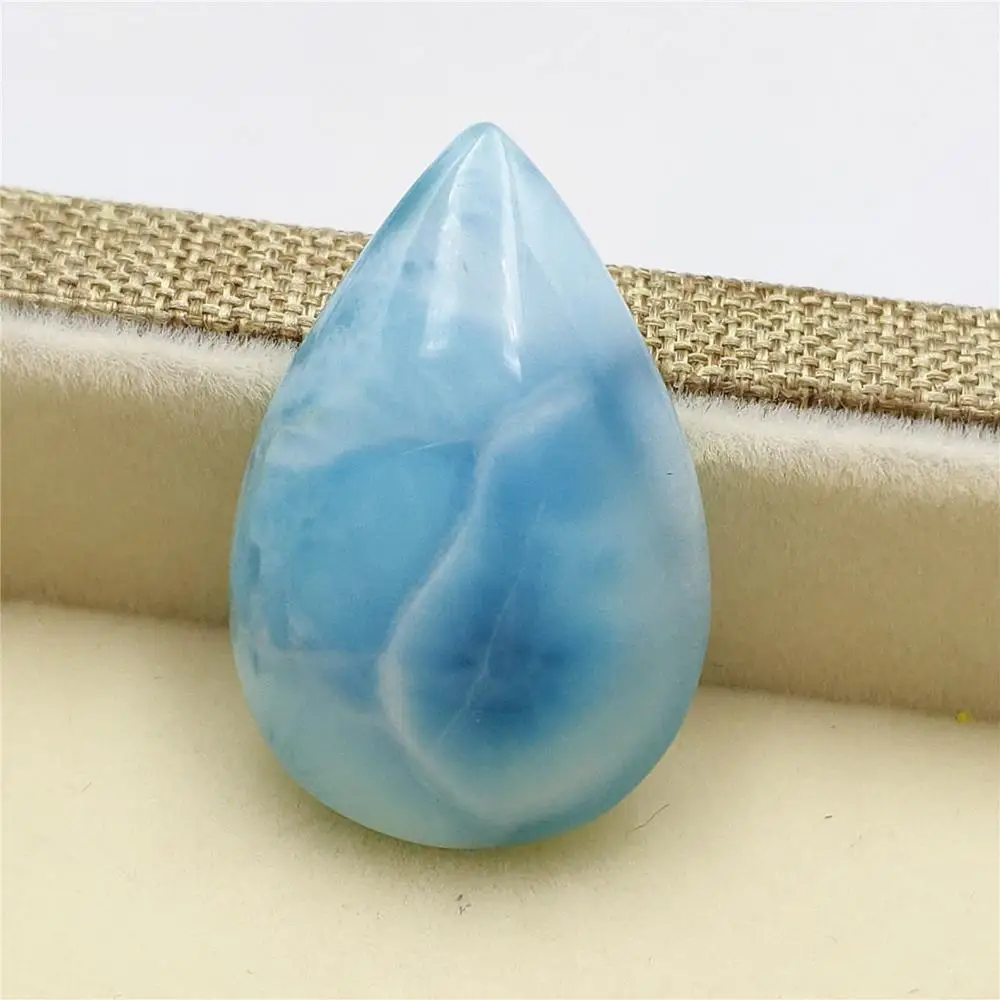 

Natural Blue Larimar Water Pattern Pendant 25x17x7mm Gemstone Cabochon From Dominica For Women Man Water Drop Best Gift AAAAA