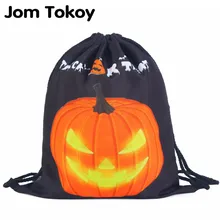 Джек o'lanternh Дамский рюкзак со стягивающим шнуром 3D Печать Путешествия softback Для женщин mochila школьная Студенческая сумка-кисет