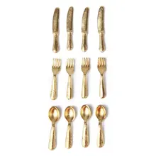 1/12 кукольный дом Миниатюрный набор посуды из нержавеющей стали 12 предметов золото