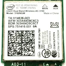 Intel двухдиапазонный 3160NGW беспроводной-AC 3160 3160ac ac3160 802.11ac Wi-Fi+ Bluetooth для ASUS UX301LA NGFF беспроводной сетевой карты