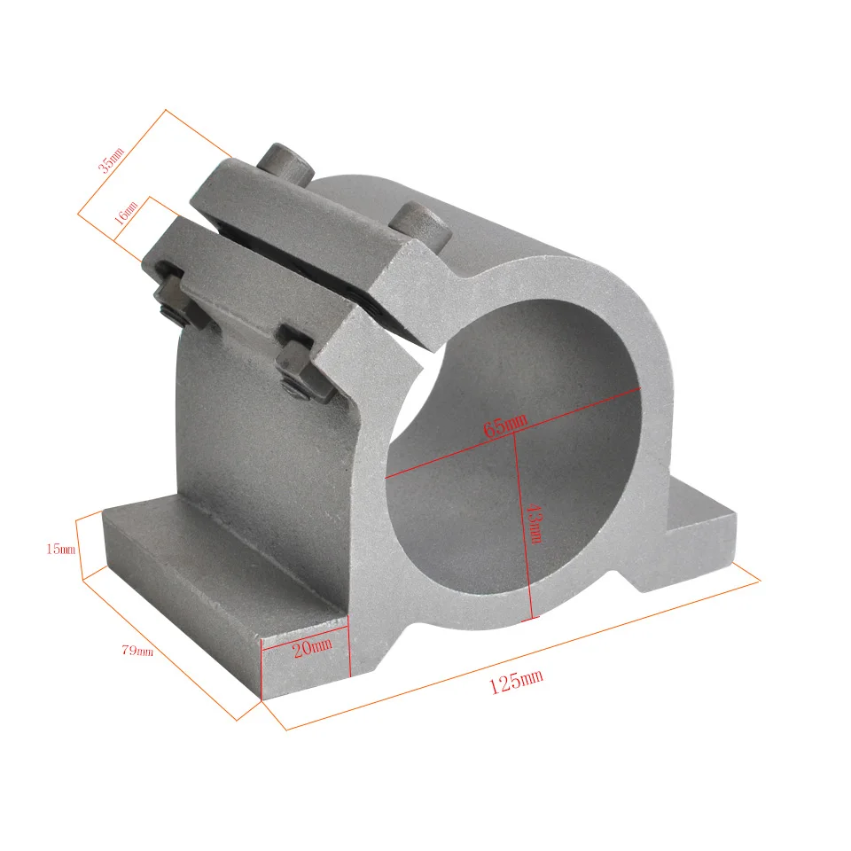 65MM Spindle Clamp 80MM Mounting Bracket Holder With Screws For 800W 1.5KW 2.2KW CNC Spindle Motor Engraver Machine - Цвет: 65MM Clamp