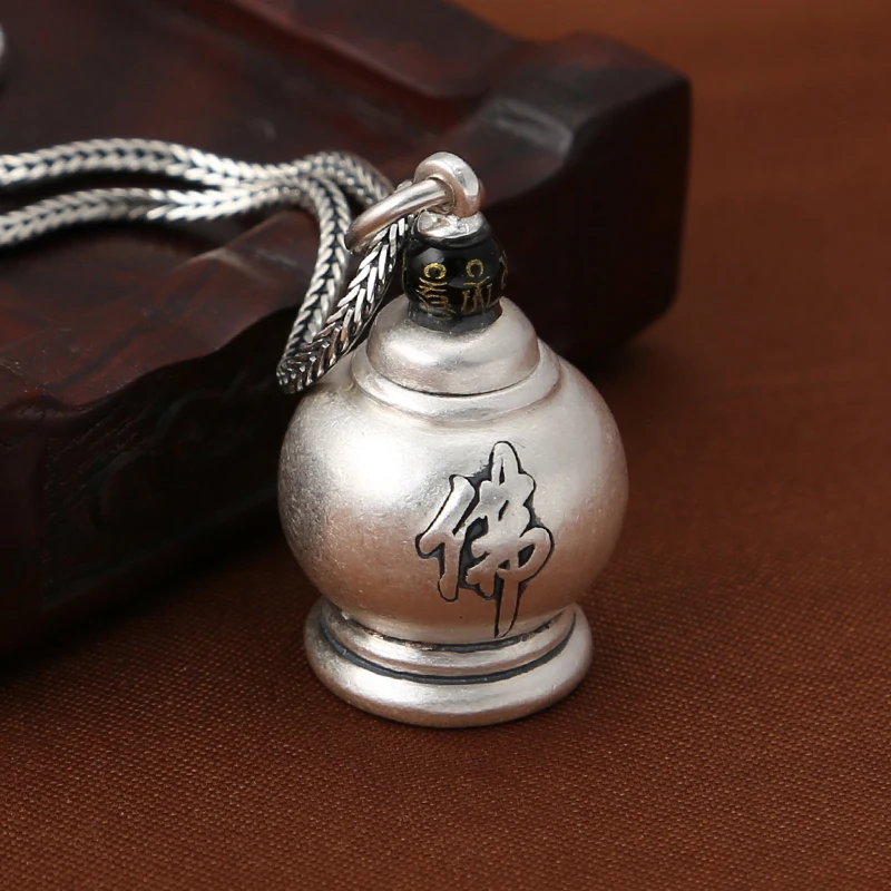Vintage Man 925 Sterling Silver Pendant Pot Type Chinese Style Buddhism Jewelry Personality Fashion jewellery | Украшения и
