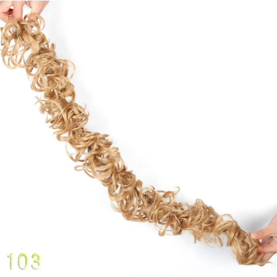 

AOSI Synthetic Elastic Band Chignon Updo Twining hair Extension Curly Bun Hair Pieces Women Heat Resistant Hairpieces