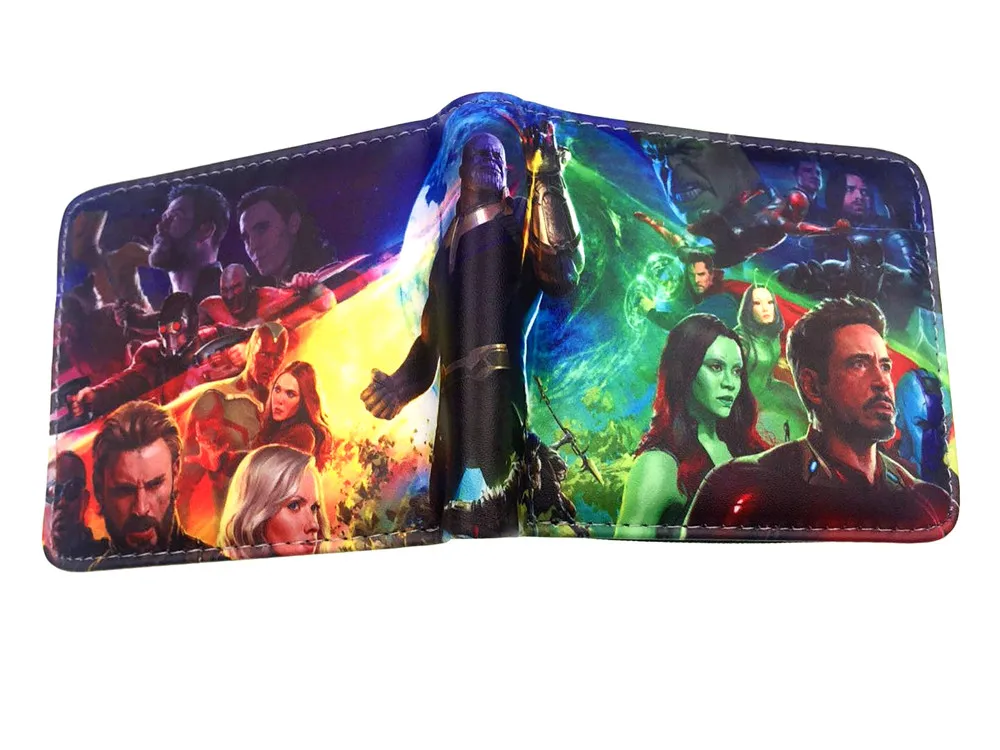 Marvel Мстители: Infinity War Железный человек Человек-паук танос Тор Pu короткий кошелек Двойные Держатель для кредитных карт с фотографиями держателя слоев монет Карманный Кошелек