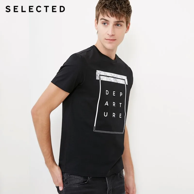 

SELECTED Cotton Men's Stereo Letter T-shirt C | 4182T4530