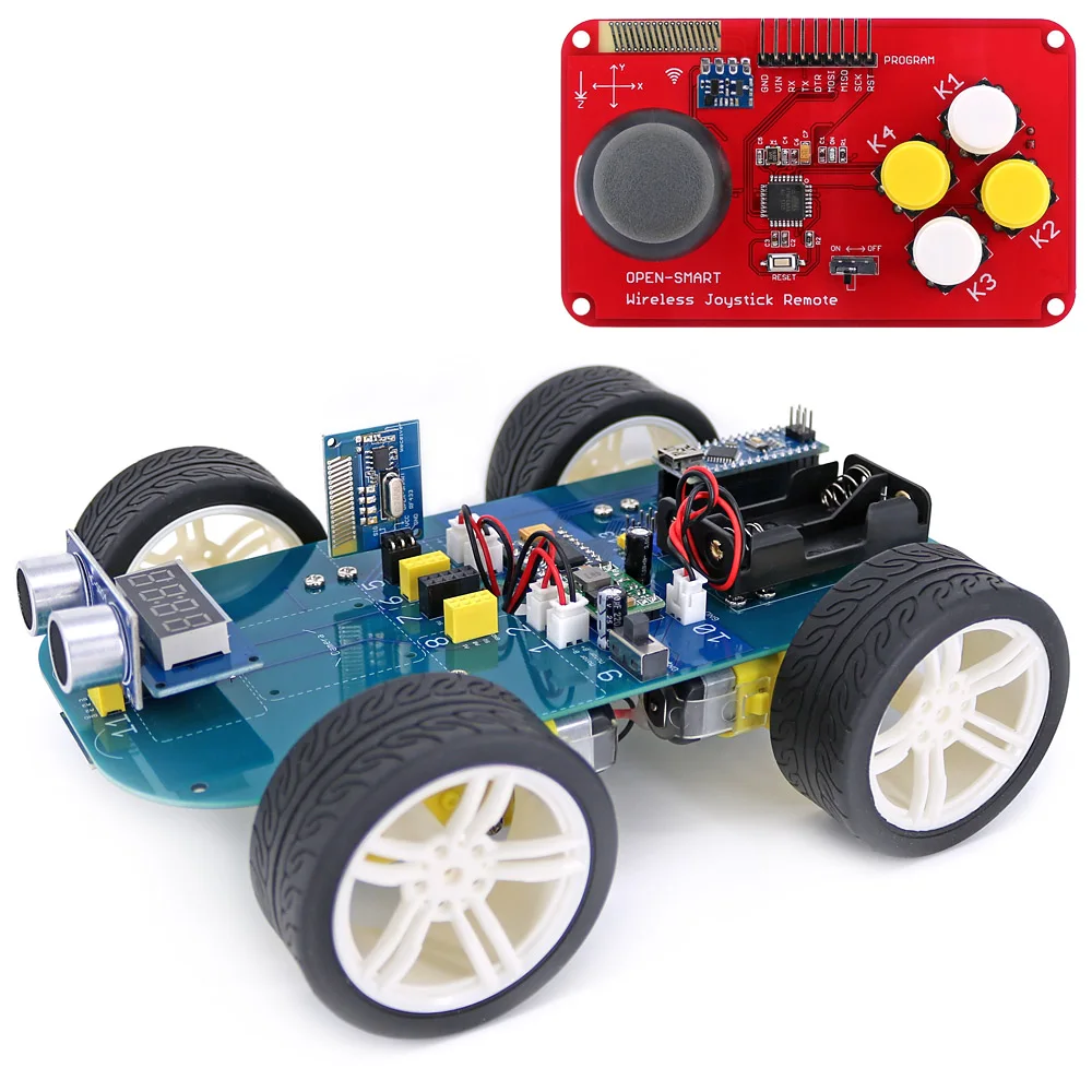 Легко Подключаемый 4WD RF LORA 433MHz беспроводной джойстик пульт дистанционного управления резиновый колесный мотор-редуктор умный автомобильный комплект для Arduino UNO R3/Nano