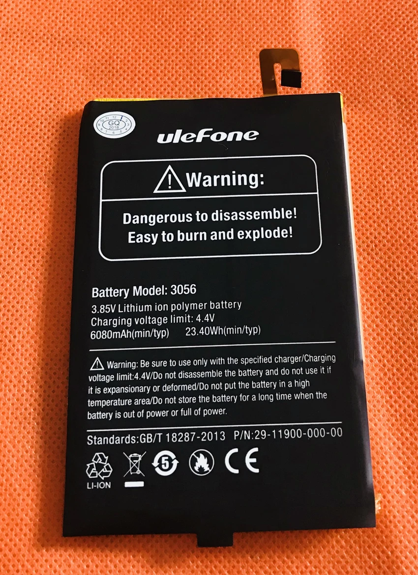 Оригинальный б/у аккумулятор 6080 мАч для Ulefone Power 3 Восьмиядерный MT6763 6 0