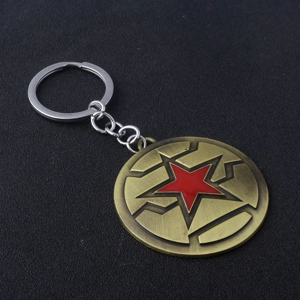 Мстители Капитан Америка брелок для ключей Винтажный Классический красный Буле звезда эмалевый брелок Сувенирные аксессуары подарок для