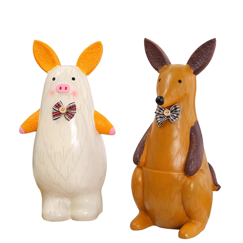 

Cartoon Animal Piggy Bank Ornament Craft Resin Animal Model Money Box Miniature Household Decor Accessories Children Gift Saving