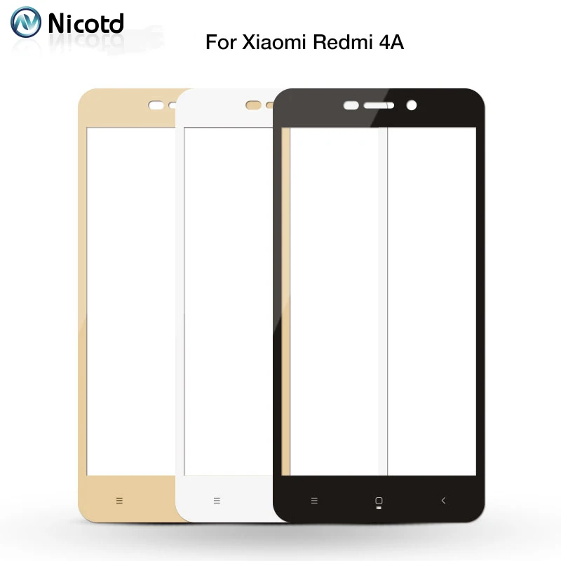 For Xiaomi Redmi 4A 5.0 inch Black White Gold Glass Screen Protector Film For Redmi 4X Full Cover Tempered Glass Protect Film 9H (2)