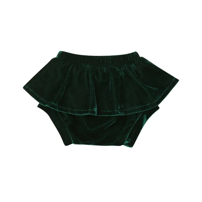 Одежда для новорожденных маленьких девочек повседневные однотонные шорты с оборками и высокой талией милые бархатные облегающие трусики, один предмет - Цвет: Зеленый