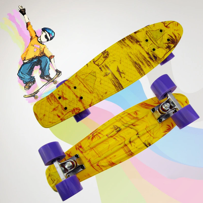 

2019 New Children's scooter Space Graphic Printed Mini Cruiser Plastic Skateboard 22" X 6" Retro Longboard Skate Long Board CL30