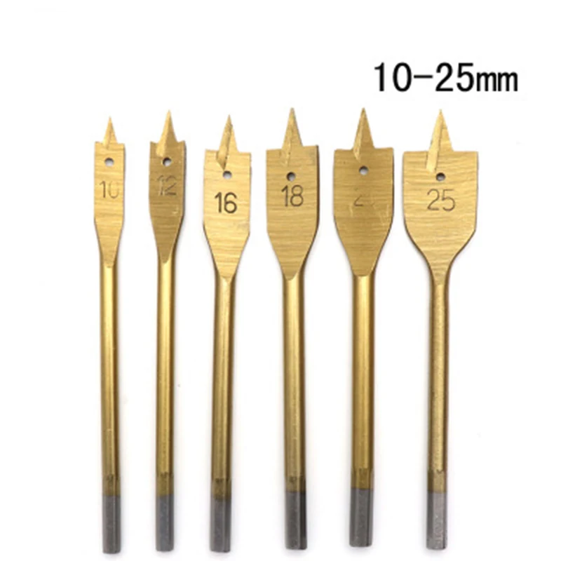 KALAIDUN 6Pcs Drill Bits Set 10-25mm Titanium-plated Reaming Flat Hexagonal Handle  Woodworking Big-eye Hole Opener Tool Kit4