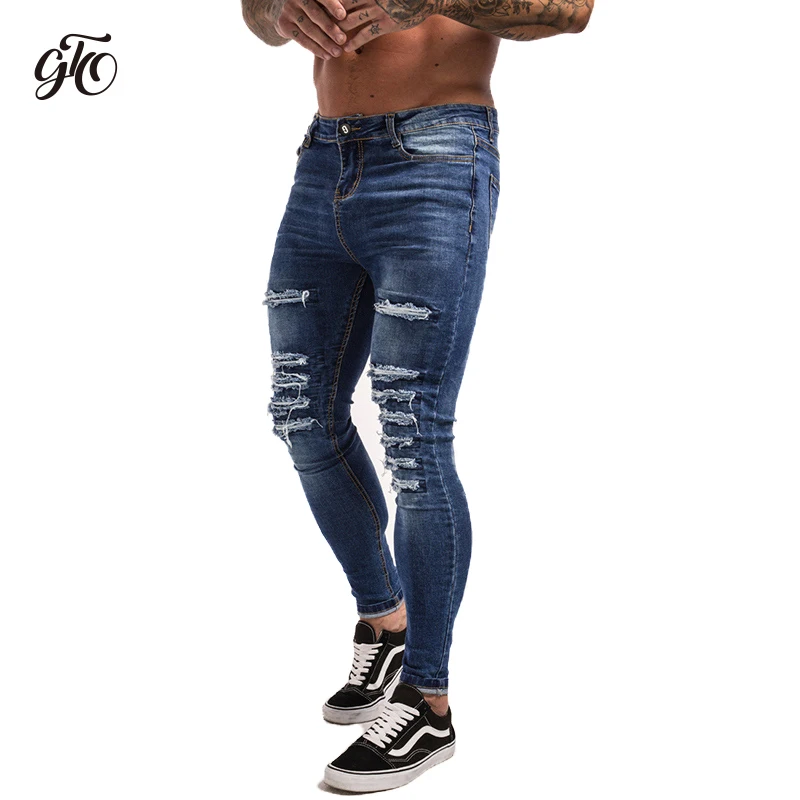 Gingtto Ripped Jeans For Men Ankle Tight Fit Super Stretch Slim Fit ...