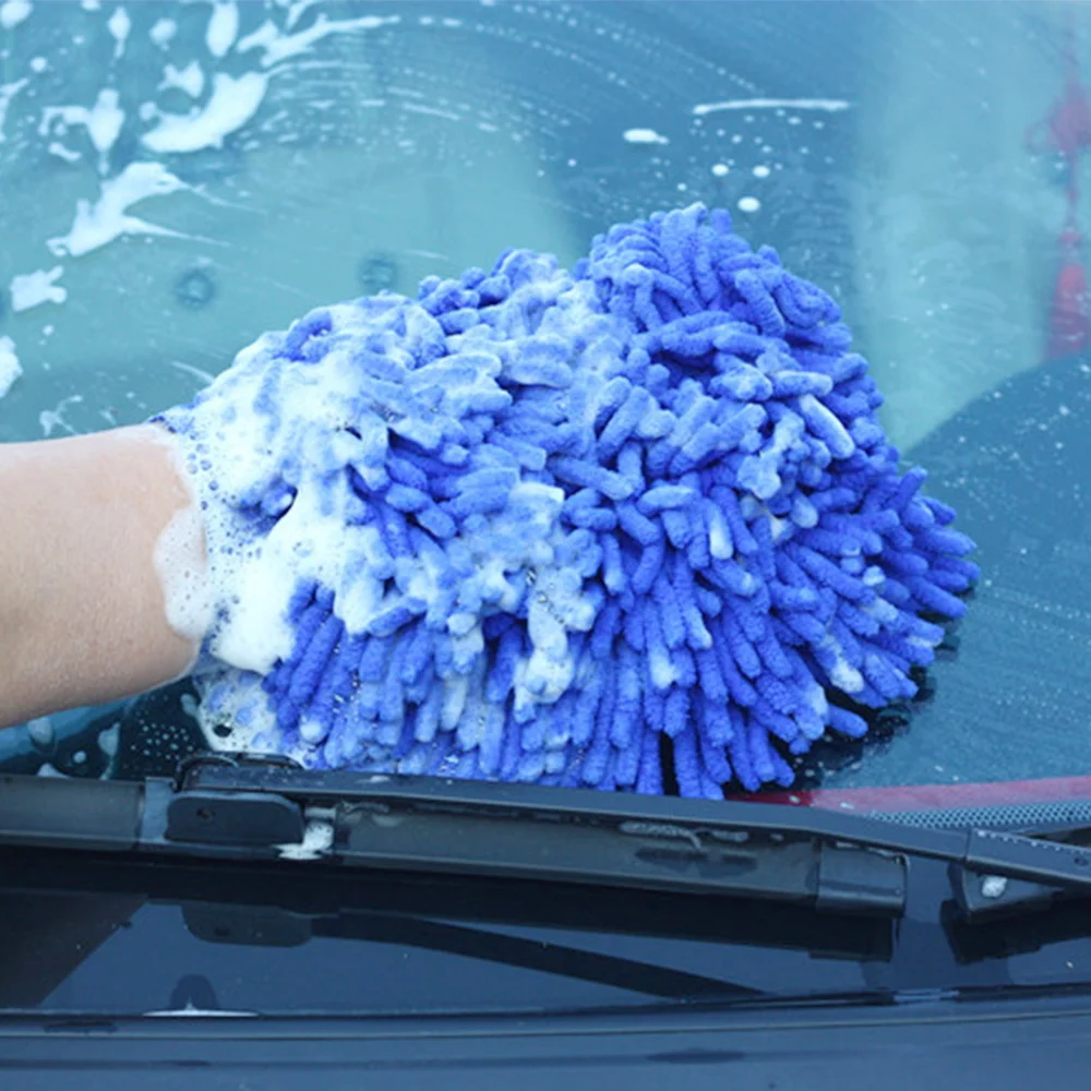 Перчатки для чистки автомобиля, синие двухсторонние перчатки из микрофибры для мытья автомобиля, для мытья Авто окон, тряпка для сушки полотенец, инструмент для детализации