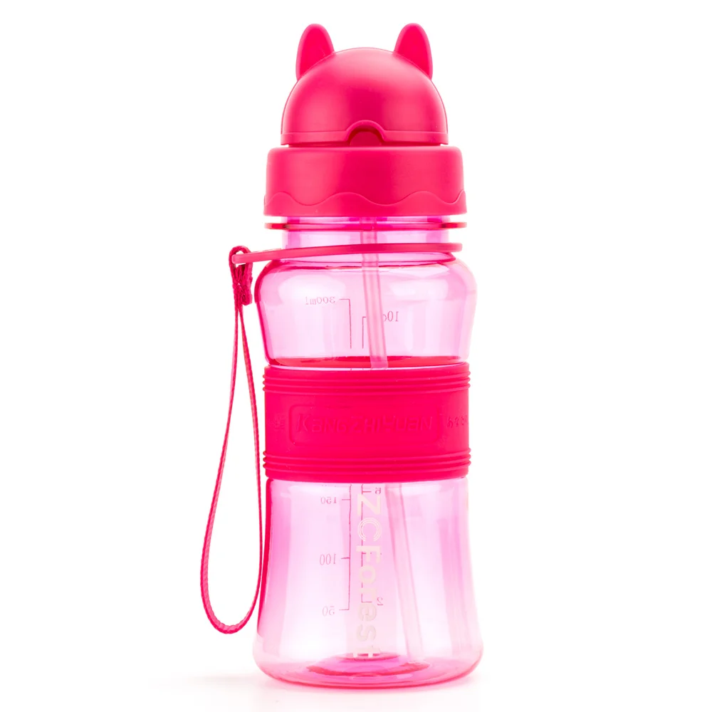 300 мл детская бутылка для воды без бисфенола, портативный тритановый пластиковый спортивный шейкер, бутылки с соломинкой для школьников, детей, малышей ZCForest - Цвет: pink